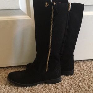 Black suede boots